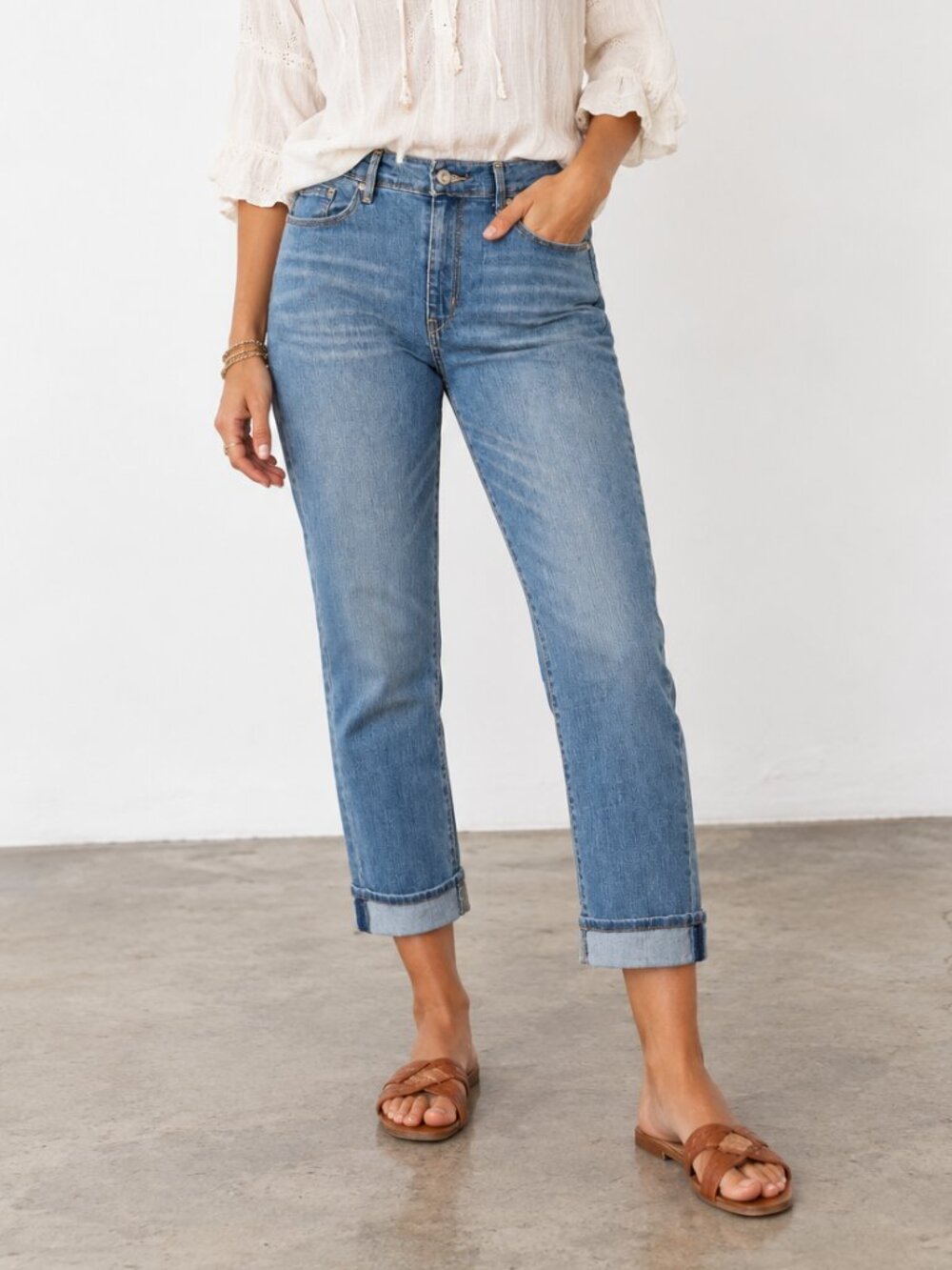 LEVI'S Signature Gold Mid-High Rise Capri Cuffed Stretch Denim Jeans Size 12
